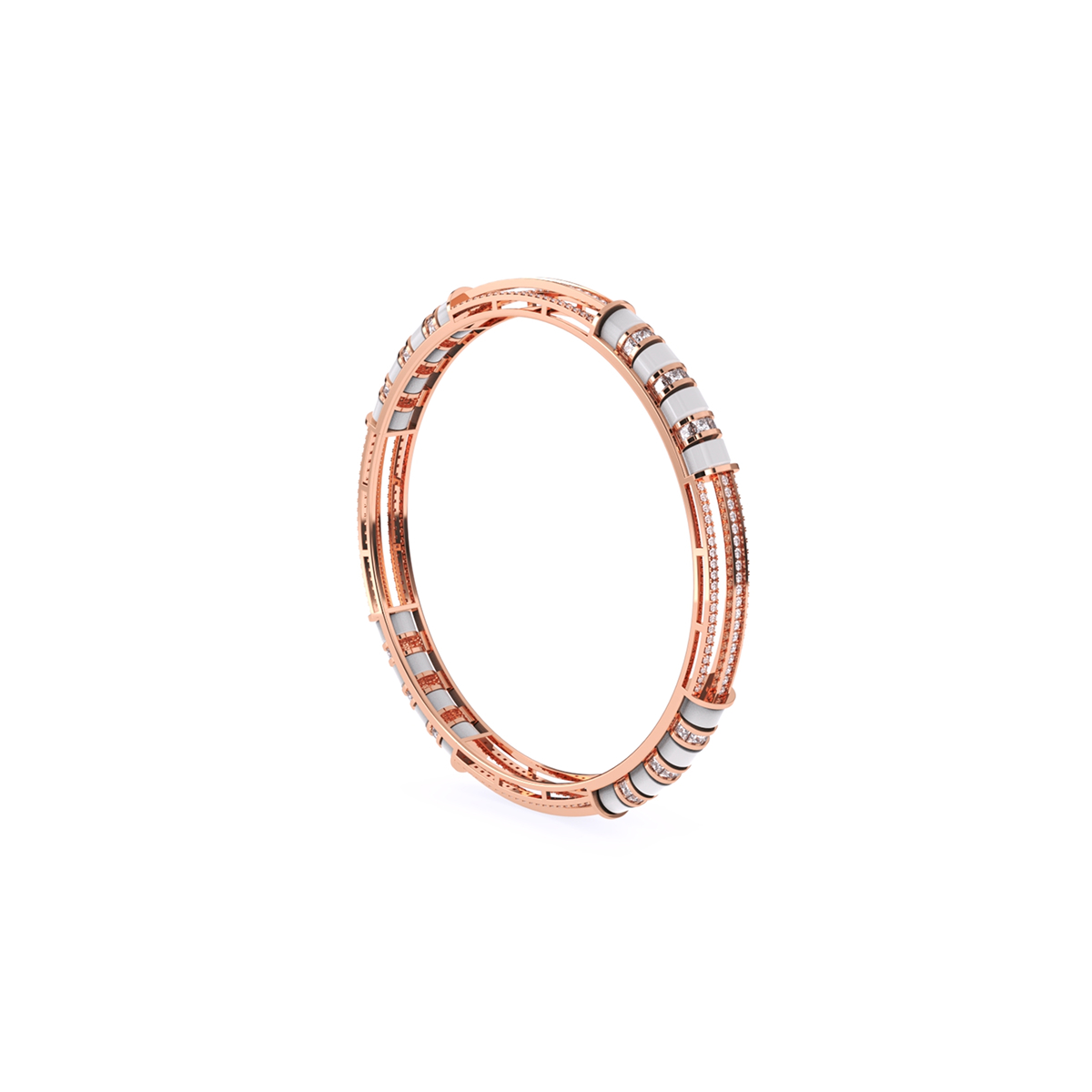 Modern Round Cluster Diamond Bangle